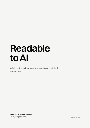 The cover of the guide: Readable to AI, a field guide to being understood by AI assistants and agents.